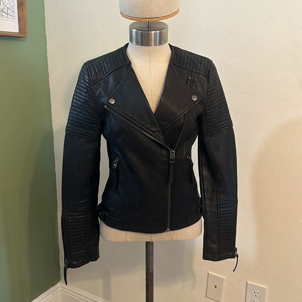 Faux black leather jacket